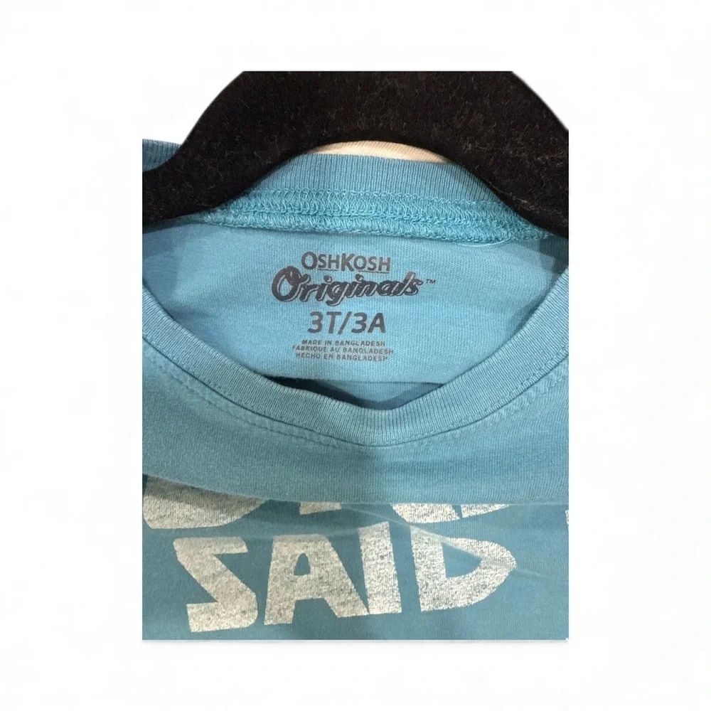 4/20🥳 OshKosh B'gosh Blue Long Sleeve Tee with Fun Print - Picture 2 of 3